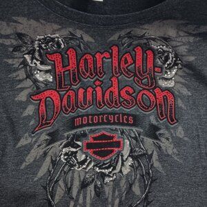 Harley Davidson Women's T-Shirt (S) Jeweled , Short Sleeve Dark Grey , London KY